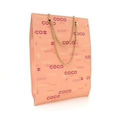 Chanel Pink Orange Coco Logo Canvas Medium Tote Bag