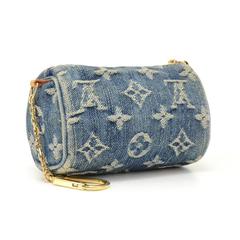 Louis Vuitton Mini BB Speedy Monogram Denim Coin Pouch Cles Key Chain / Holder