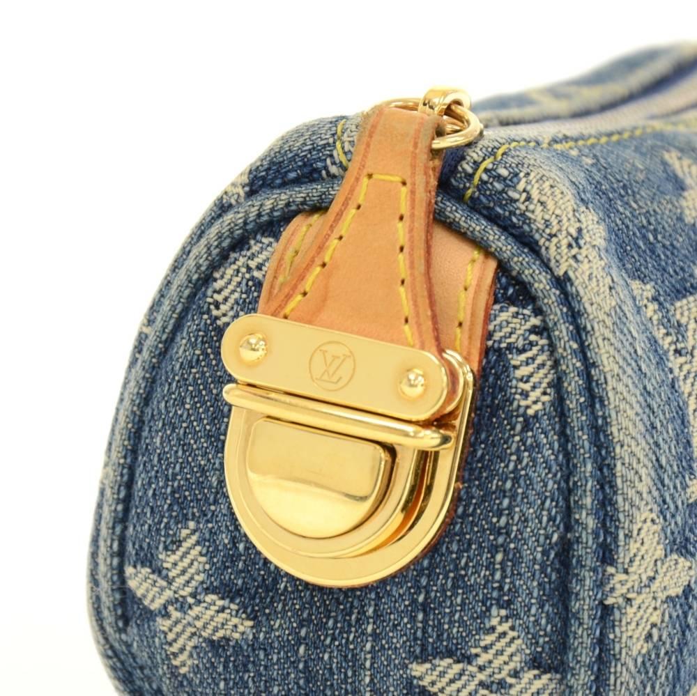 Women's Louis Vuitton Mini BB Speedy Monogram Denim Coin Pouch Cles Key Chain / Holder