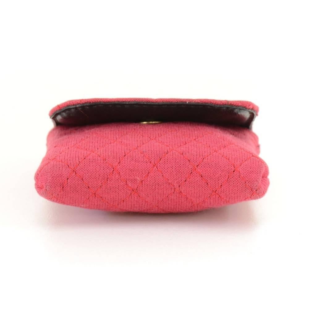 Chanel Rose Pink Quilted Cotton Mini Coin Case on Chain For Sale 1
