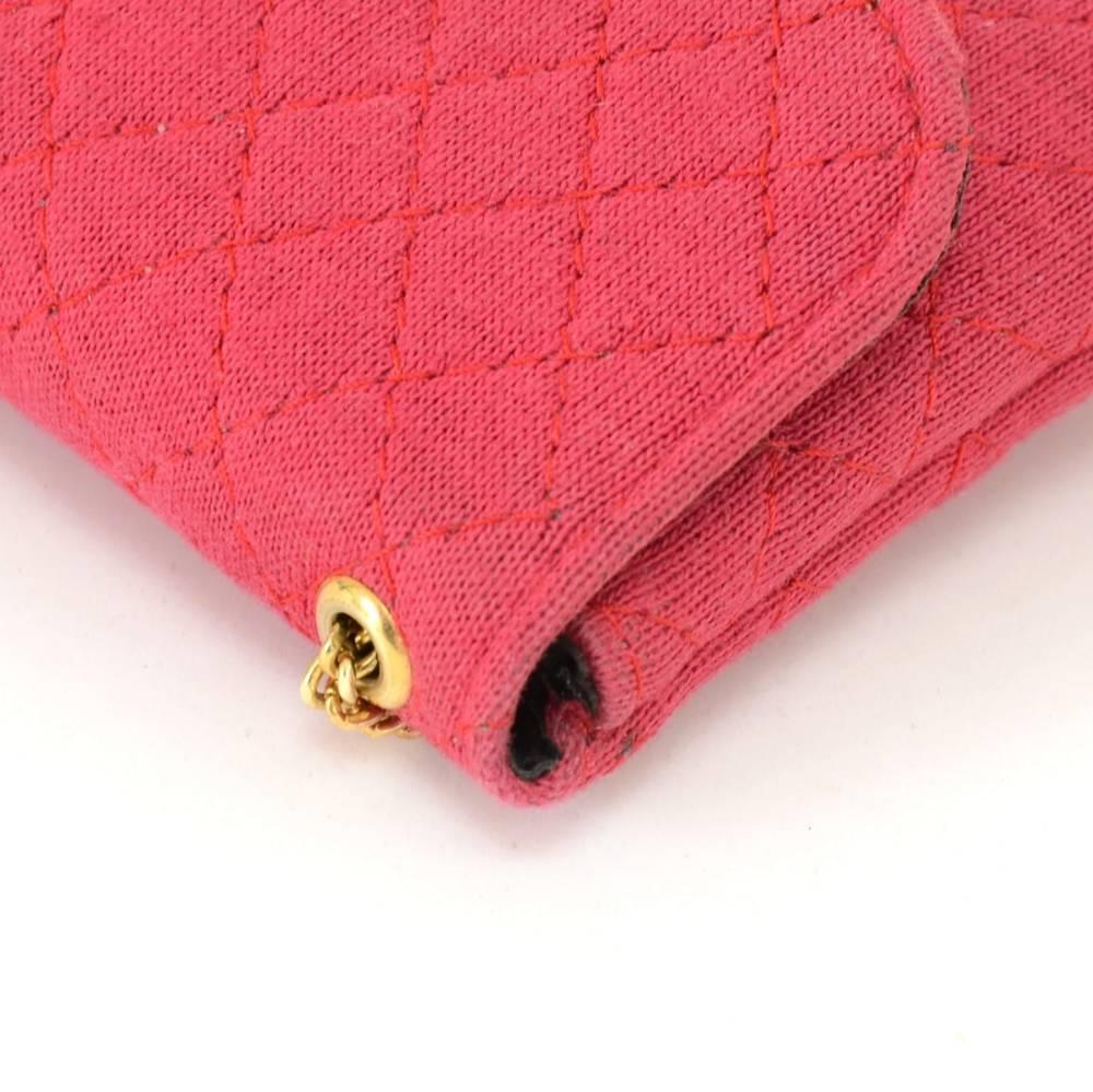 Chanel Rose Pink Quilted Cotton Mini Coin Case on Chain For Sale 2
