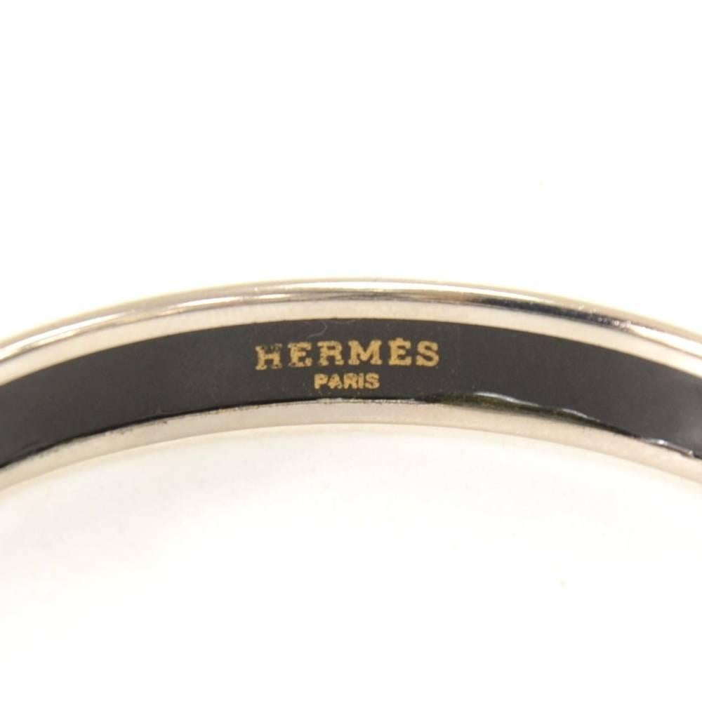 Hermes Blue x Silver Tone Enamel PM Bracelet Bangle  1