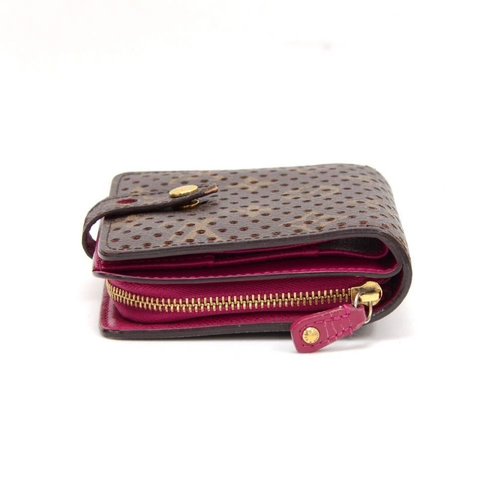 Louis Vuitton Perforated Monogram Canvas Pink Fuchsia Leather Compact Zip Wallet 2