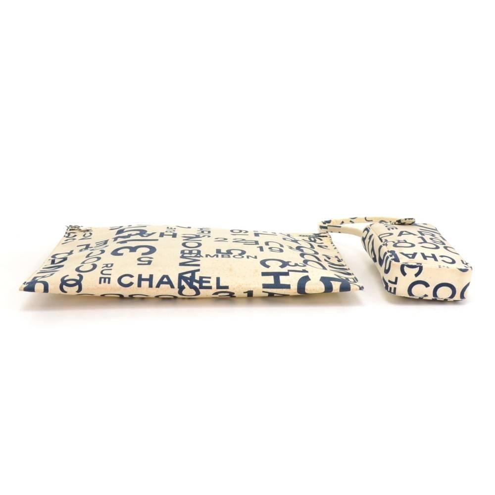 Chanel White Canvas x Navy Graffiti Large Vanity Pouch + Phone Case 1