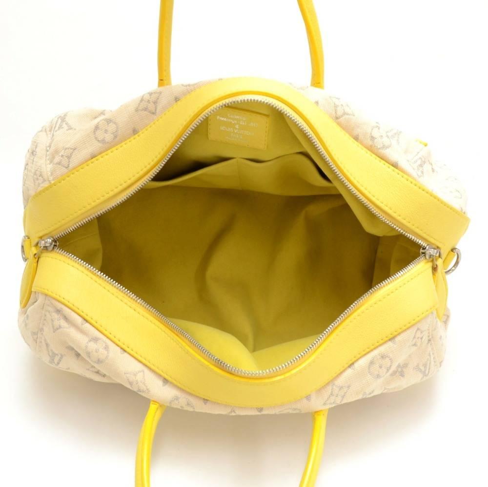 Louis Vuitton Denim Speedy Round PM Yellow Leather 2Way Bag - 2012 Limited For Sale 5