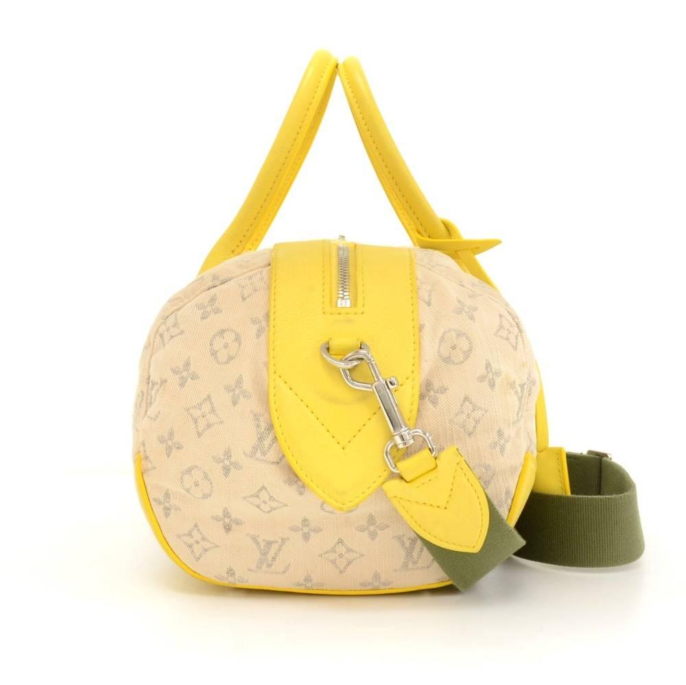 Louis Vuitton Denim Speedy Round PM Yellow Leather 2Way Bag - 2012 Limited  In Good Condition For Sale In Fukuoka, Kyushu