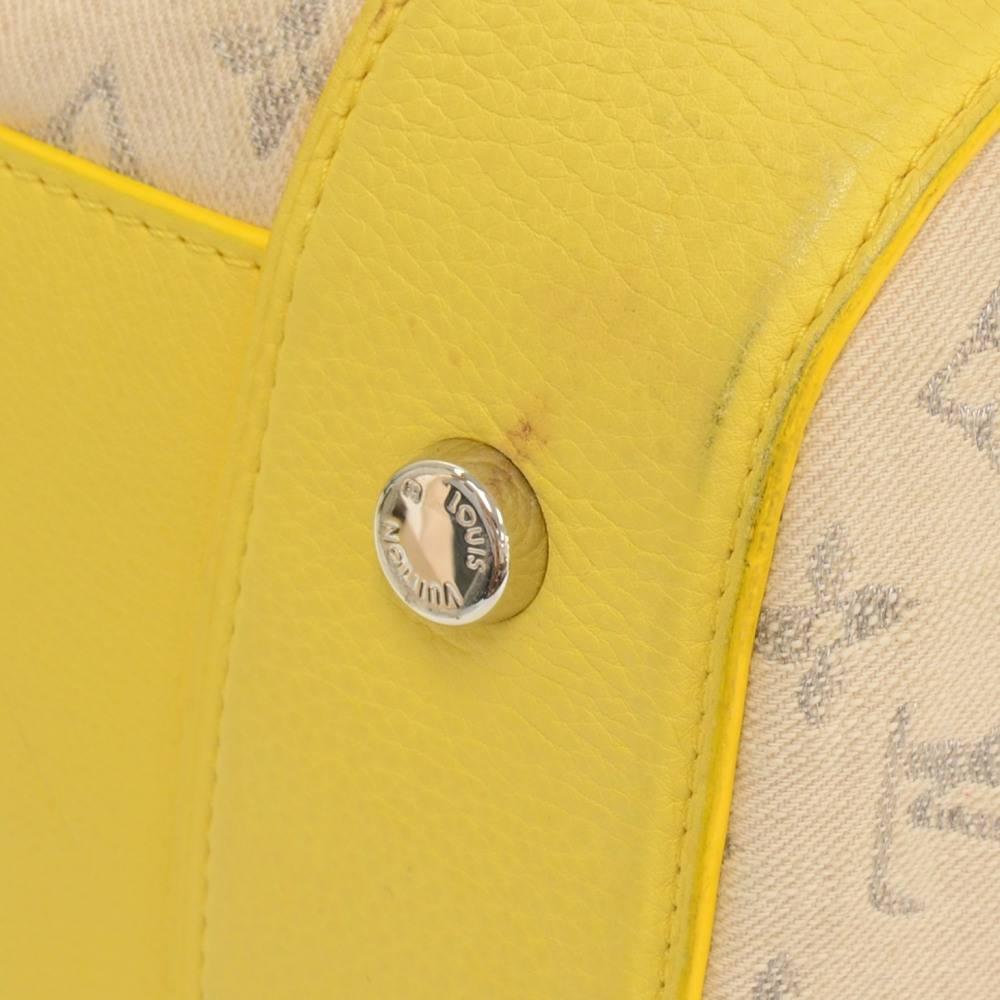 Louis Vuitton Denim Speedy Round PM Yellow Leather 2Way Bag - 2012 Limited For Sale 4