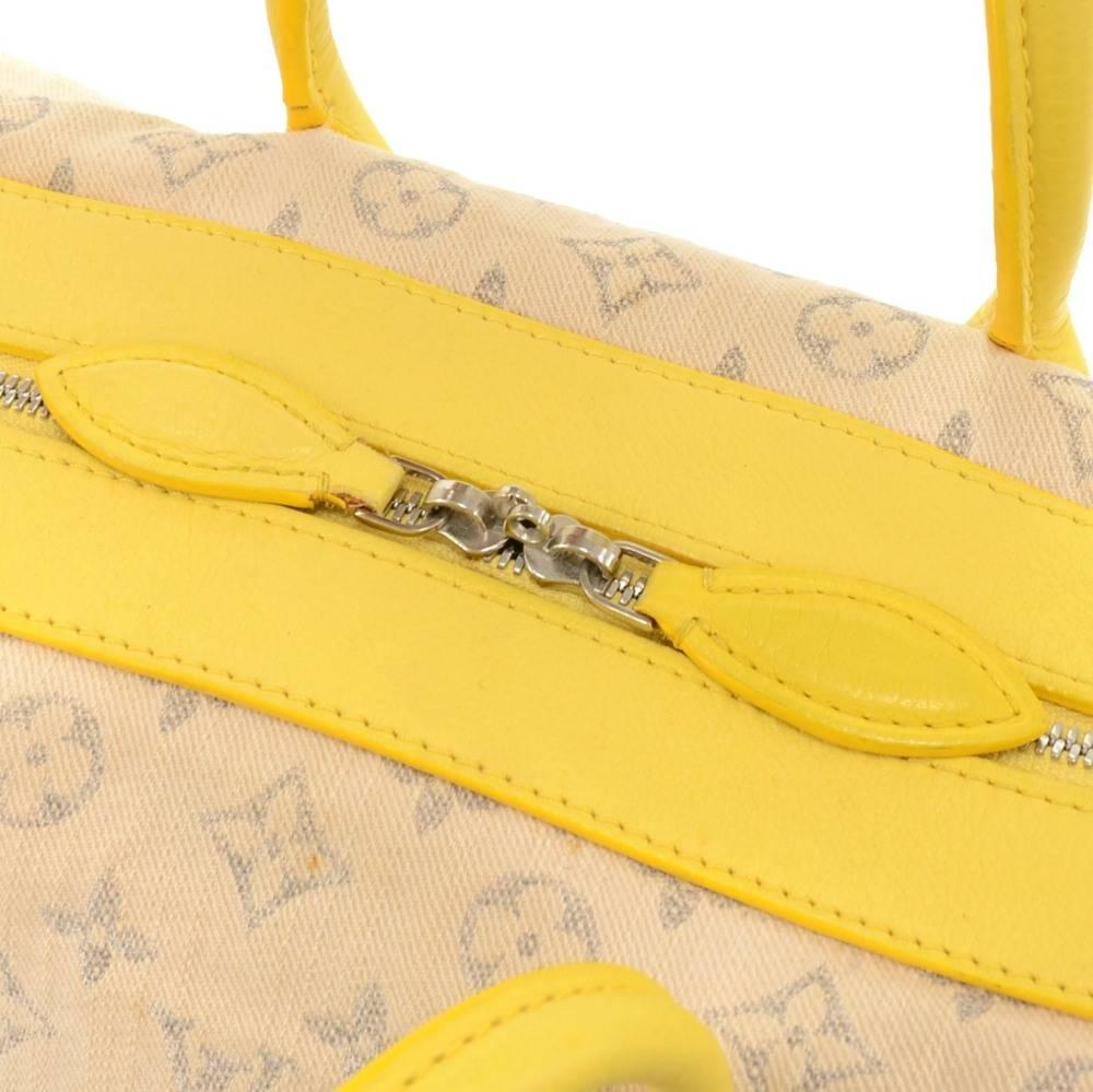 Louis Vuitton Denim Speedy Round PM Yellow Leather 2Way Bag - 2012 Limited  For Sale 2