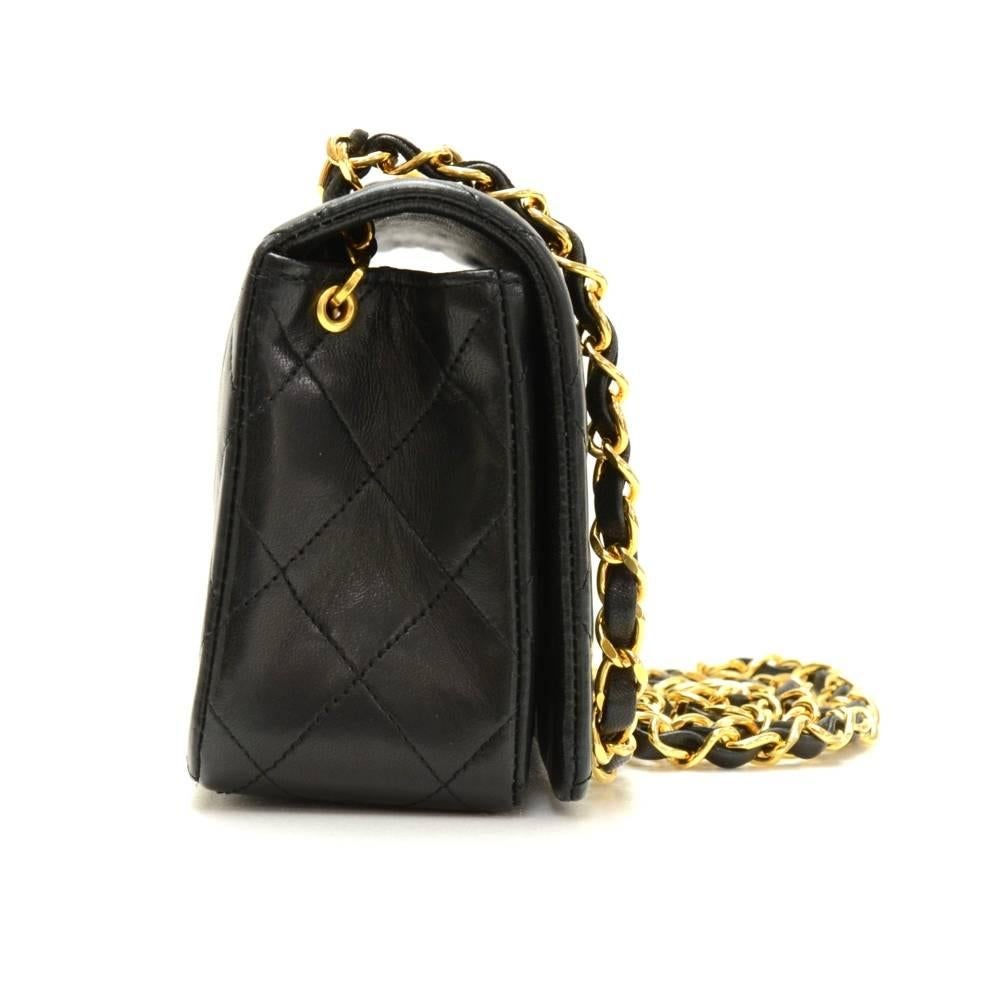 Vintage Chanel Black Quilted Leather Shoulder Flap Mini Bag  1