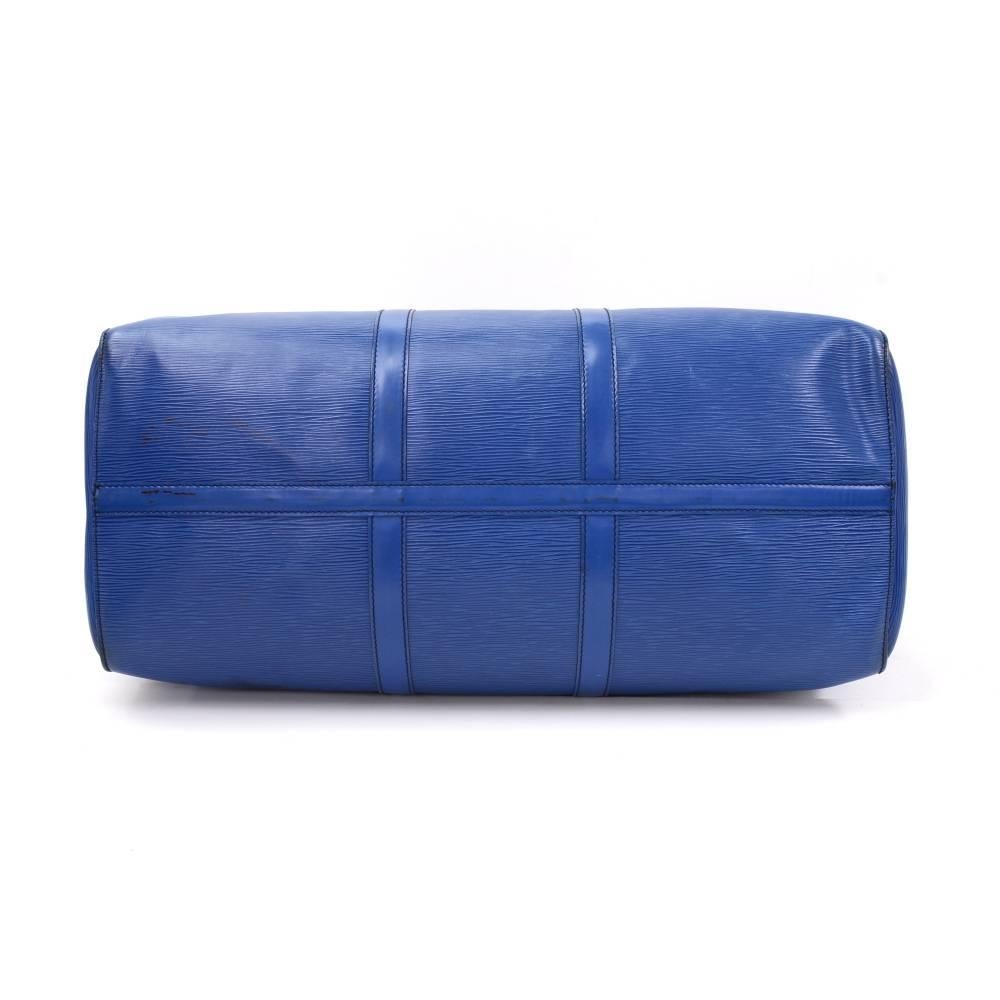 Women's or Men's Vintage Louis Vuitton Keepall 50 Blue Epi Leather Duffle Travel Bag 