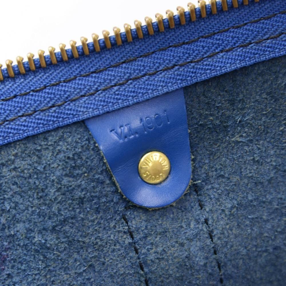 Vintage Louis Vuitton Keepall 50 Blue Epi Leather Duffle Travel Bag  4