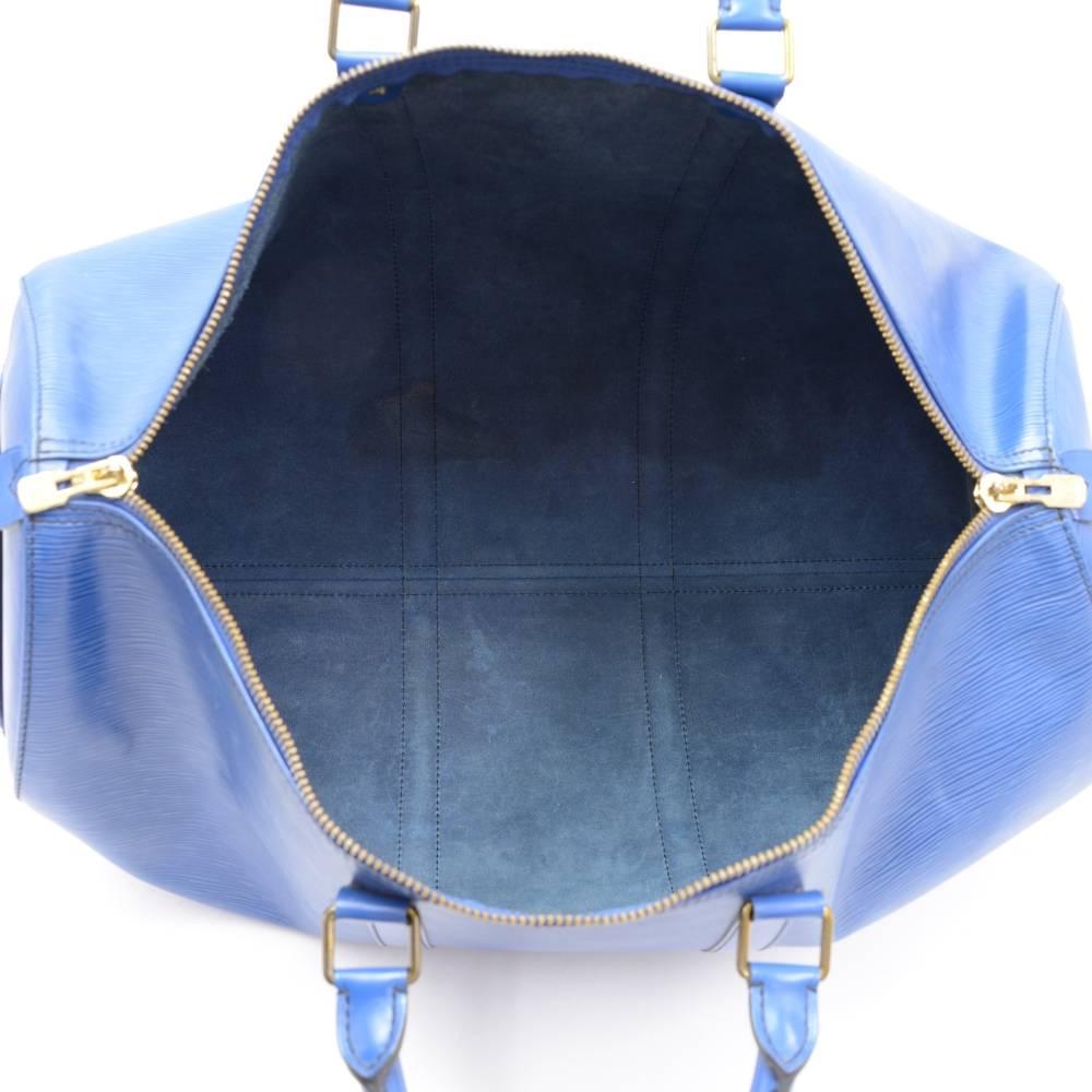 Vintage Louis Vuitton Keepall 50 Blue Epi Leather Duffle Travel Bag  5