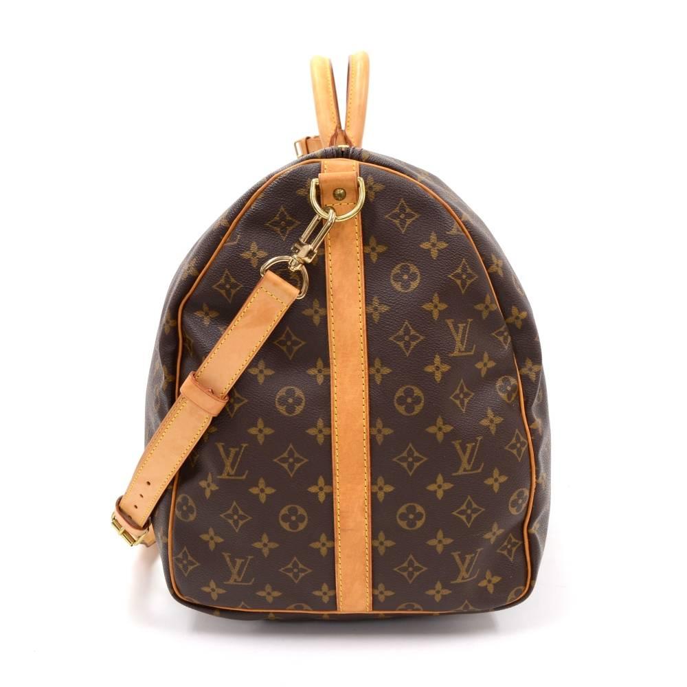 Black Louis Vuitton Keepall 60 Bandouliere Monogram Canvas Duffel Travel Bag + Strap 