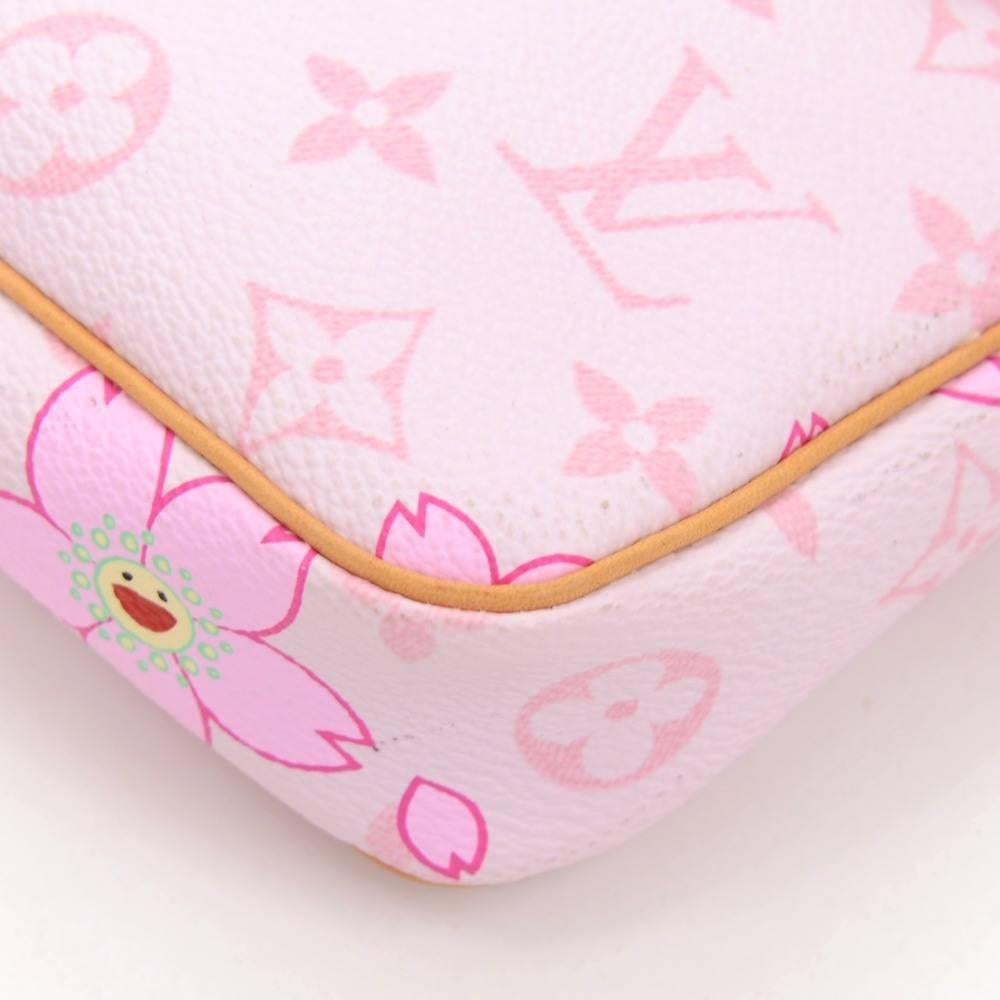 Louis Vuitton Pochette Accessories Pink Monogram Cherry Blossom Hand Bag 2