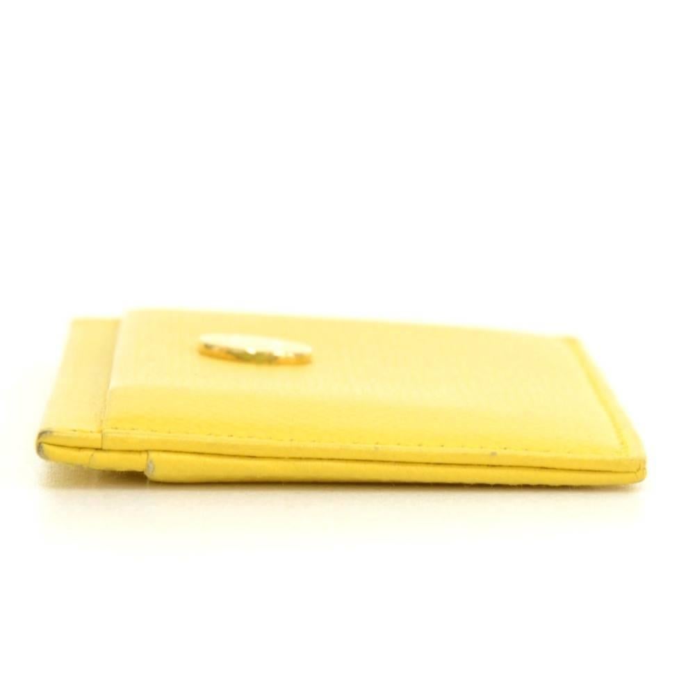 Women's Chanel Yellow Caviar Leather Coco Button Card Case
