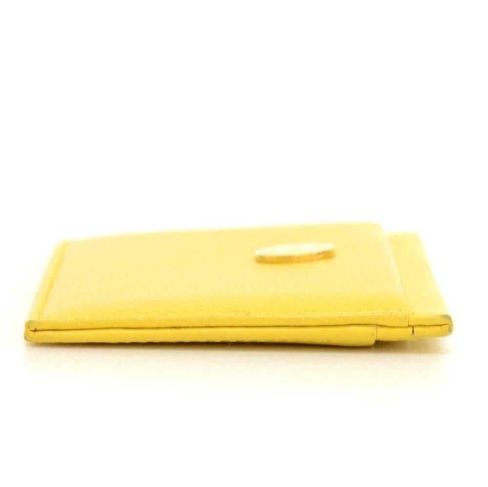 Chanel Yellow Caviar Leather Coco Button Card Case 1