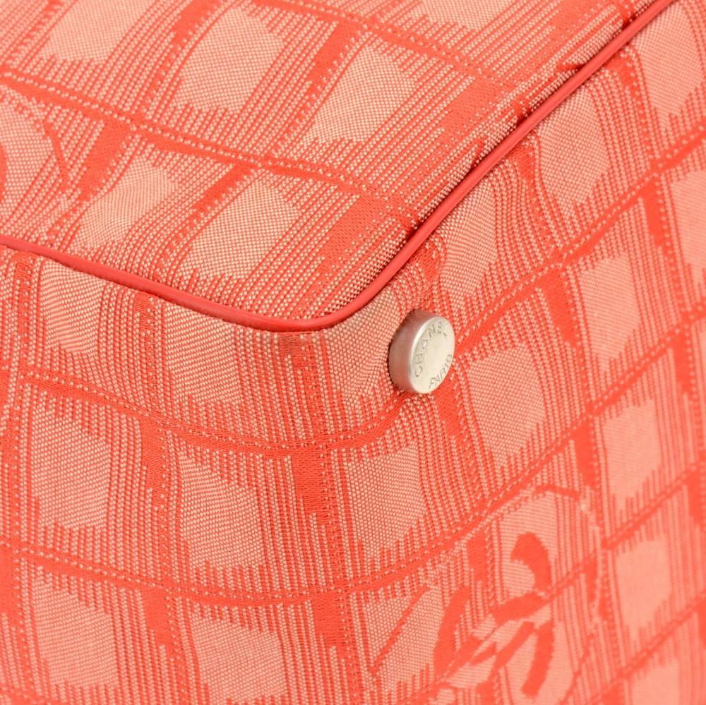 Women's Chanel Travel Line Red Jacquard Nylon Medium Tote Bag