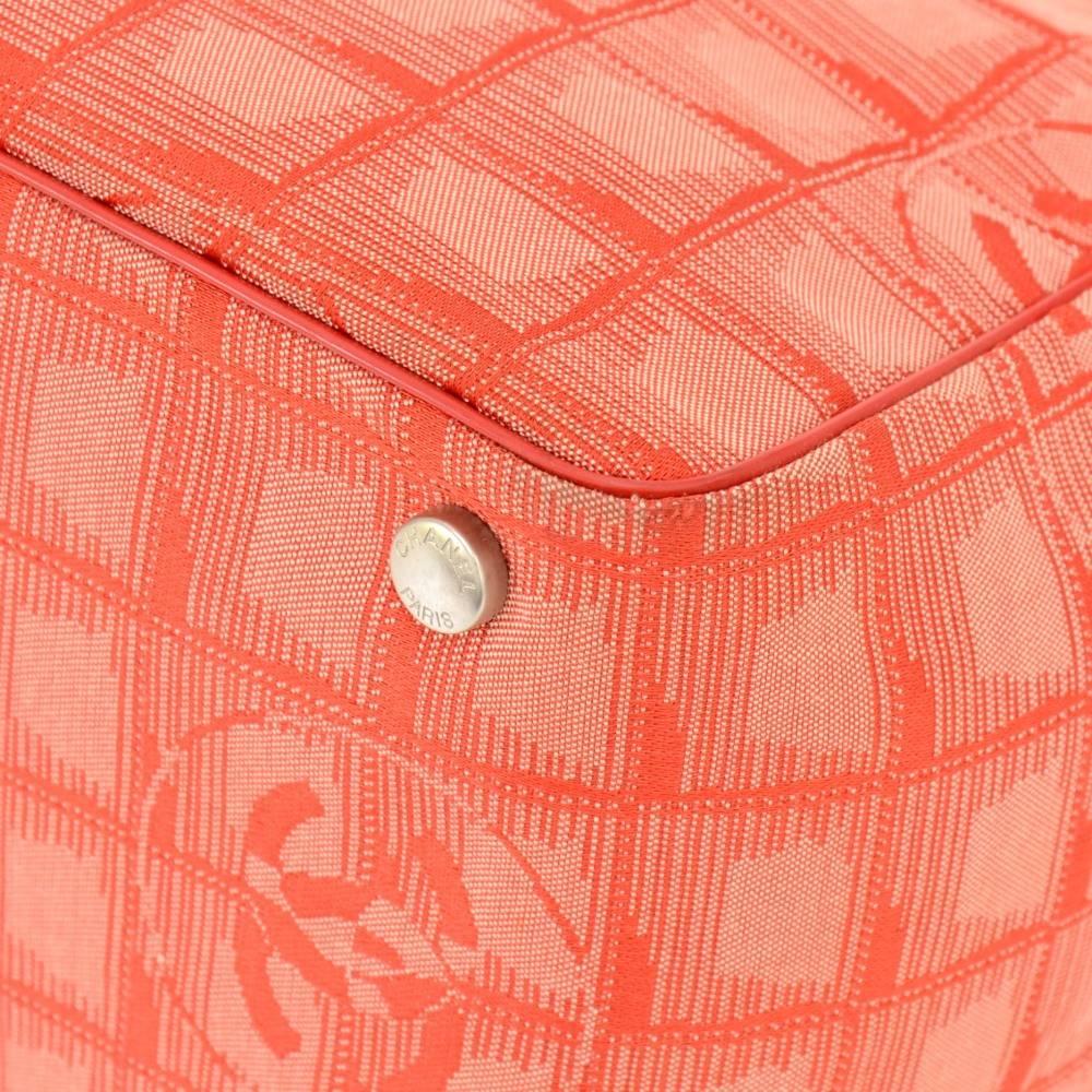 Chanel Travel Line Red Jacquard Nylon Medium Tote Bag 1