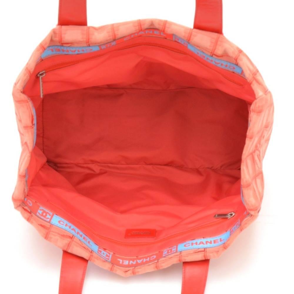 Chanel Travel Line Red Jacquard Nylon Medium Tote Bag 3