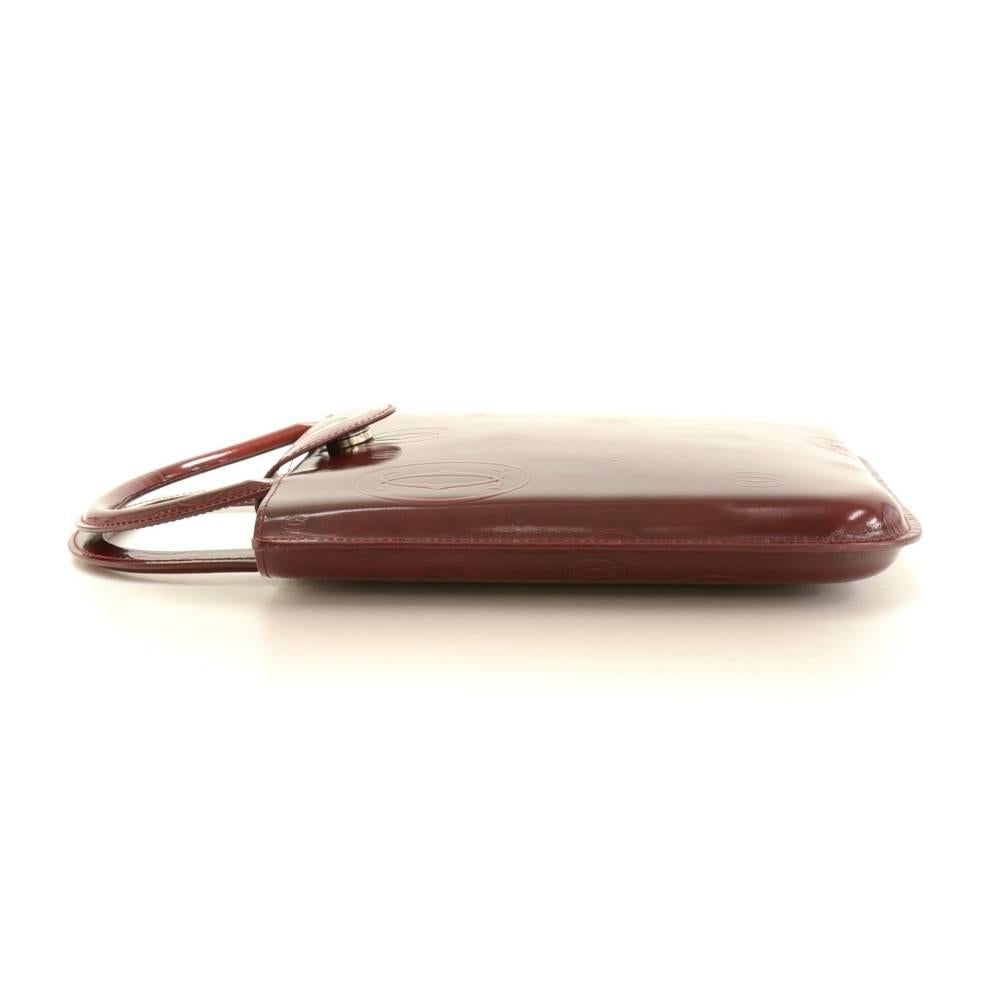 Brown Cartier Happy Birthday Burgundy Patent Leather Hand Bag 