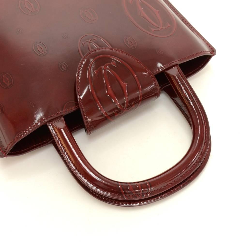 Women's Cartier Happy Birthday Burgundy Patent Leather Hand Bag 