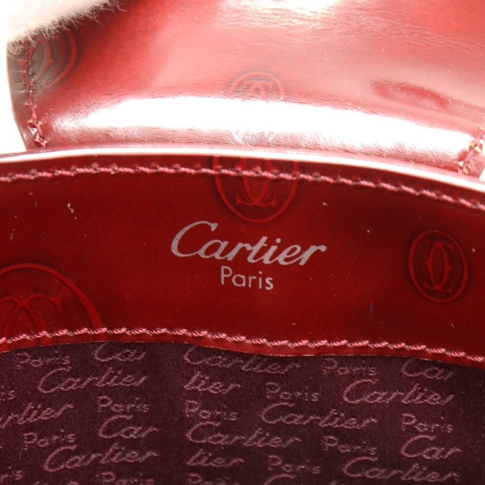 Cartier Happy Birthday Burgundy Patent Leather Hand Bag  2