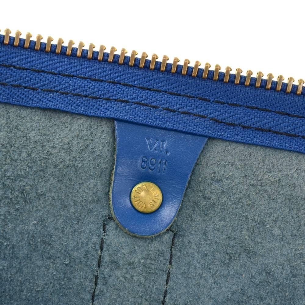 Vintage Louis Vuitton Keepall 50 Blue Epi Leather Duffle Travel Bag 6