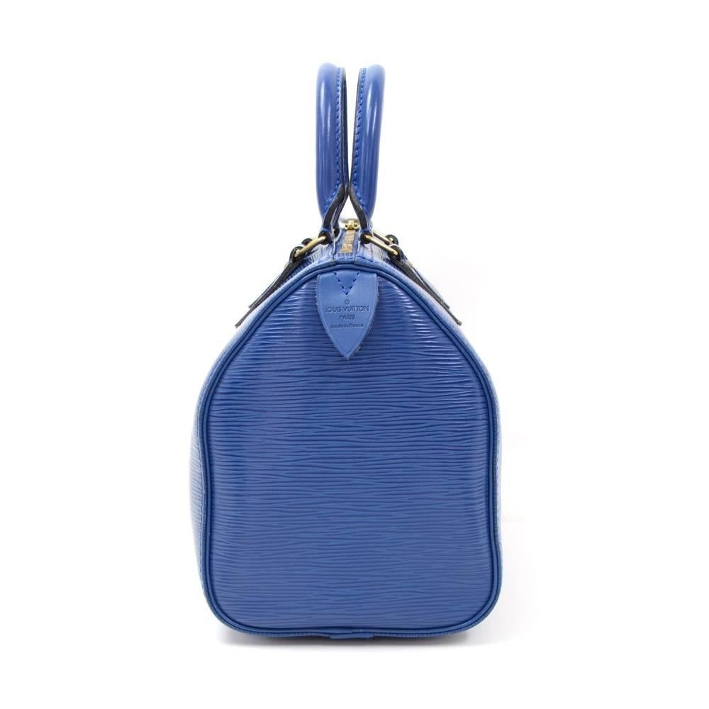Vintage Louis Vuitton Speedy 25 Blue Epi Leather City Hand Bag In Good Condition In Fukuoka, Kyushu