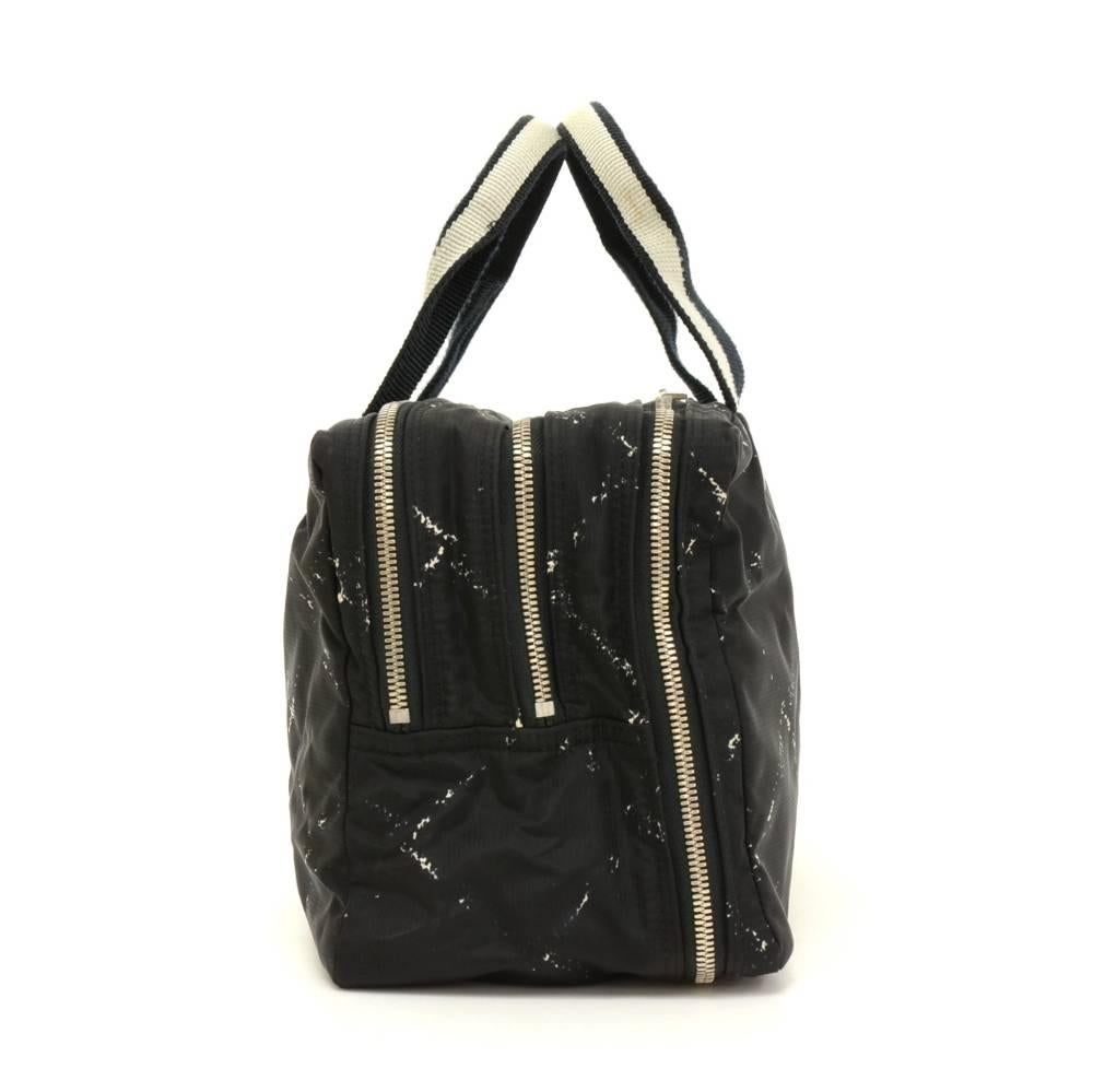 Chanel Travel Line Black x White Nylon Waterproof Hand Bag 1