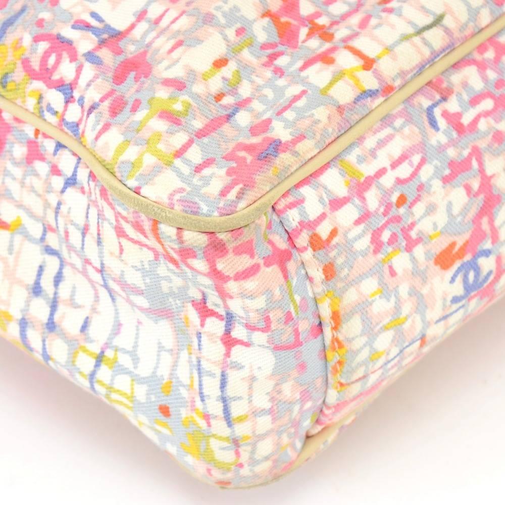 Chanel Multicolor Canvas XLarge 2way Shoulder Tote Clover Bag For Sale 2