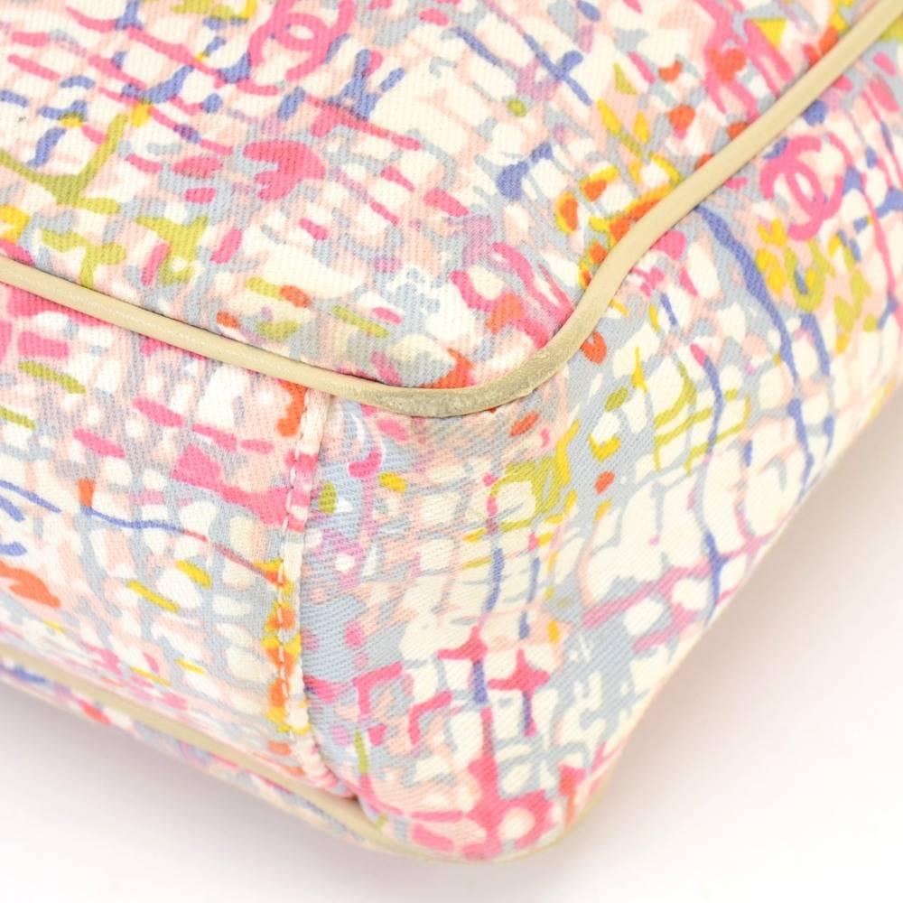 Chanel Multicolor Canvas XLarge 2way Shoulder Tote Clover Bag For Sale 3