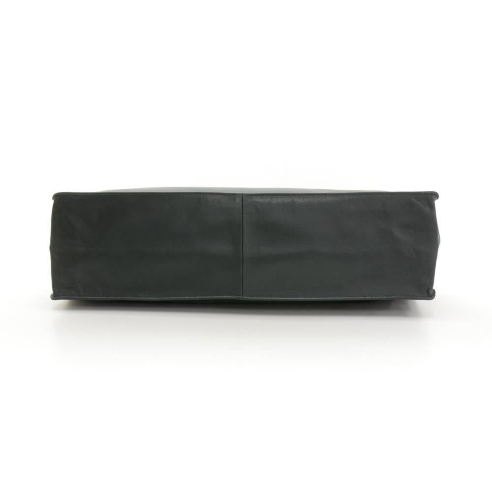 Women's Chanel Jumbo XL Dark Green Leather Shoulder Shopping Tote Bag