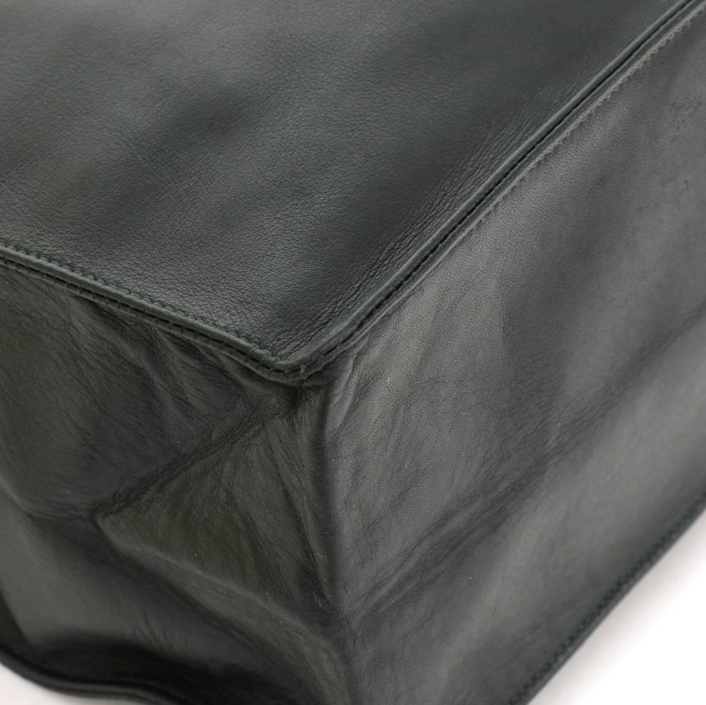 Chanel Jumbo XL Dark Green Leather Shoulder Shopping Tote Bag 1