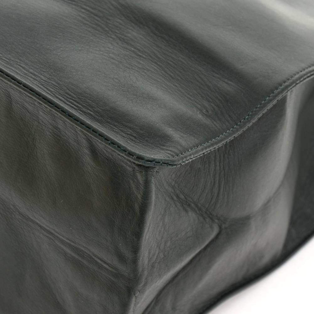 Chanel Jumbo XL Dark Green Leather Shoulder Shopping Tote Bag 2