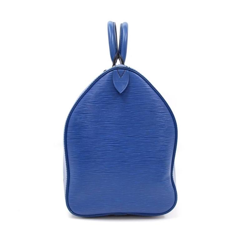 Vintage Louis Vuitton Keepall 45 Blue Epi Leather Duffle Travel Bag at