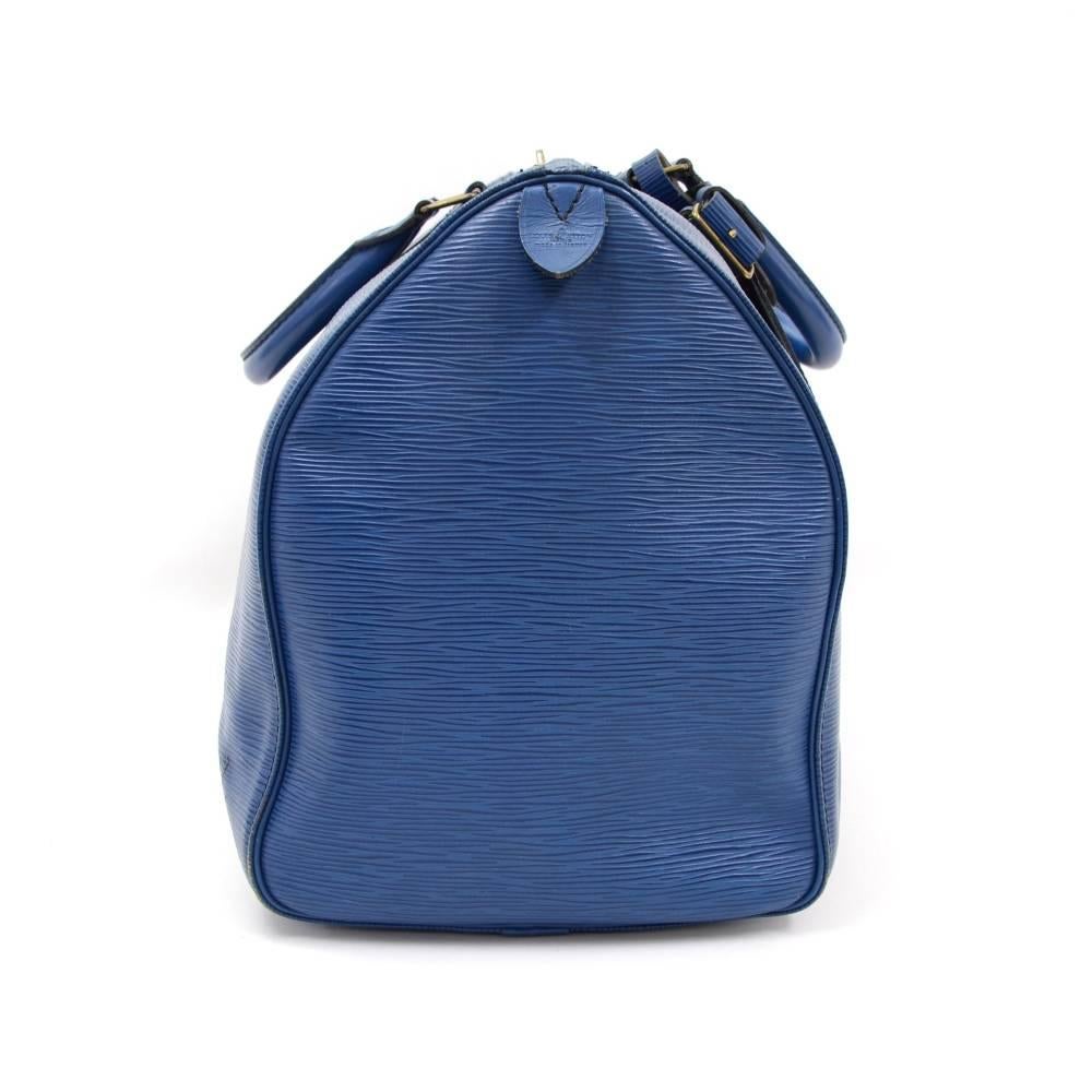 Women's or Men's Vintage Louis Vuitton Keepall 45 Blue Epi Leather Duffle Travel Bag 