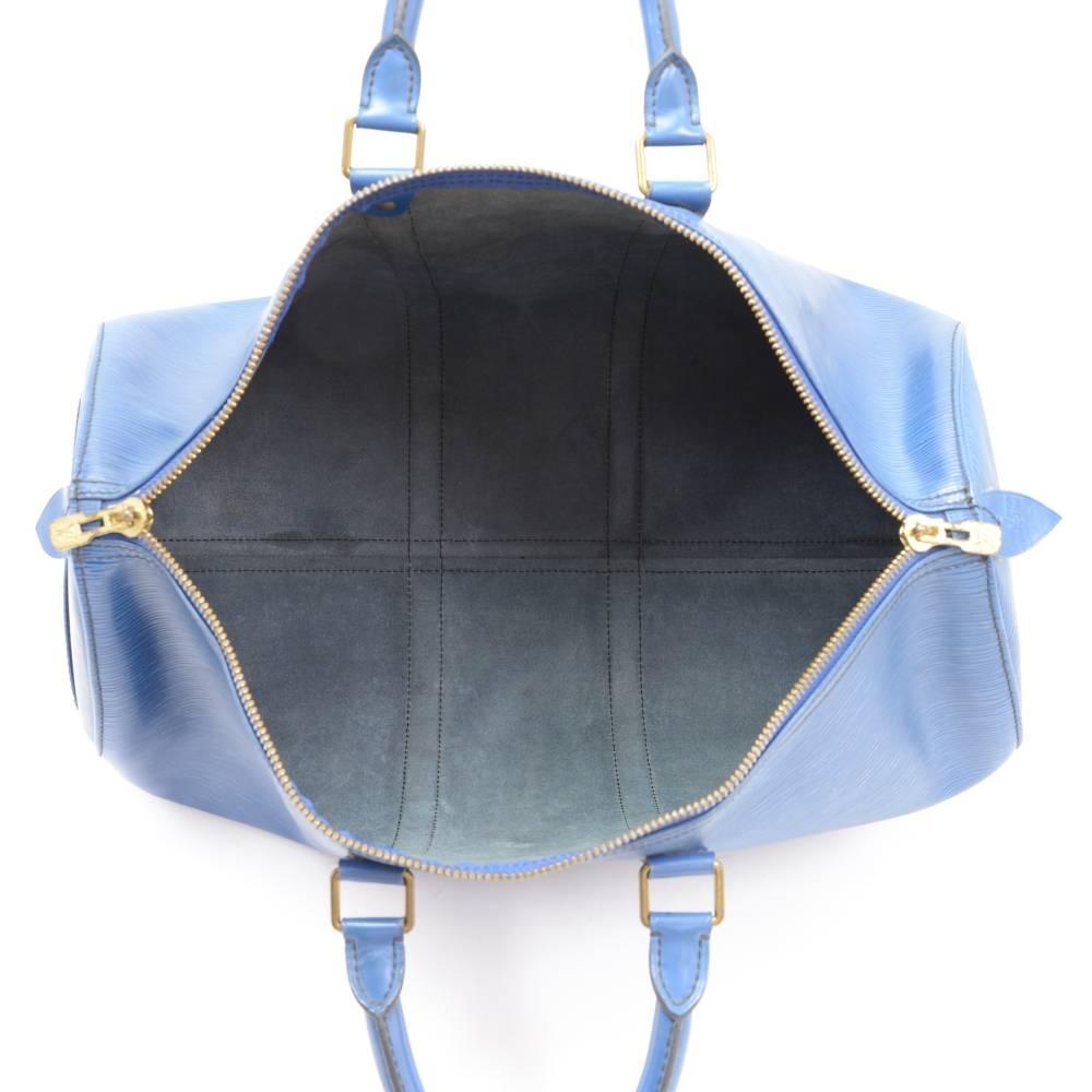 Vintage Louis Vuitton Keepall 45 Blue Epi Leather Duffle Travel Bag  6