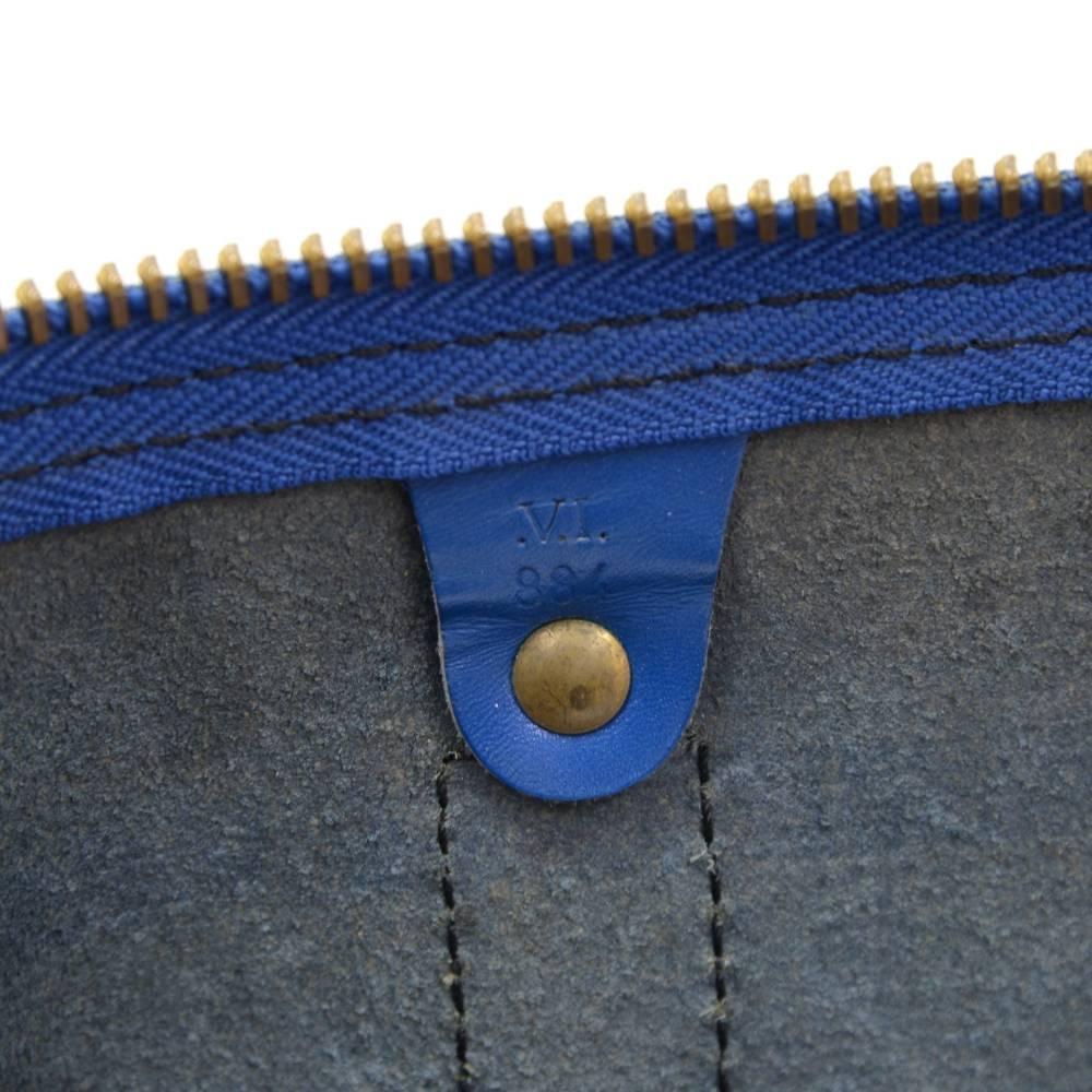 Vintage Louis Vuitton Keepall 45 Blue Epi Leather Duffle Travel Bag  5