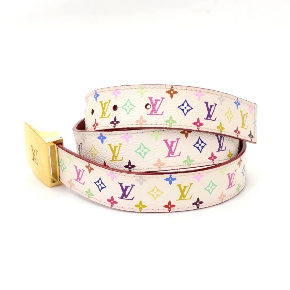 Louis Vuitton Ceinture LV Cut 30mm - Reversible White Multicolor Monogram Canvas In Good Condition In Fukuoka, Kyushu