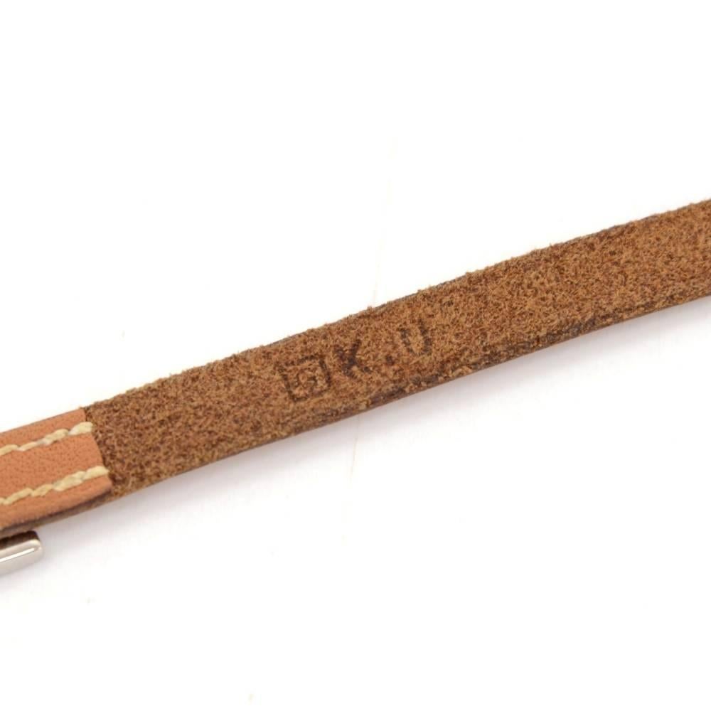 Hermes Api III Brown Leather Silver Tone H Logo Bracelet 3