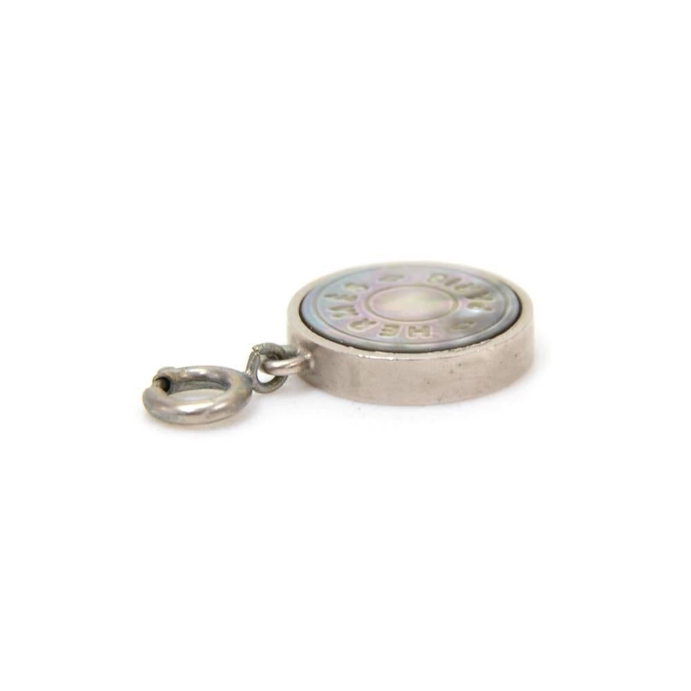 Hermes Silver Tone Round Pendant Top  1