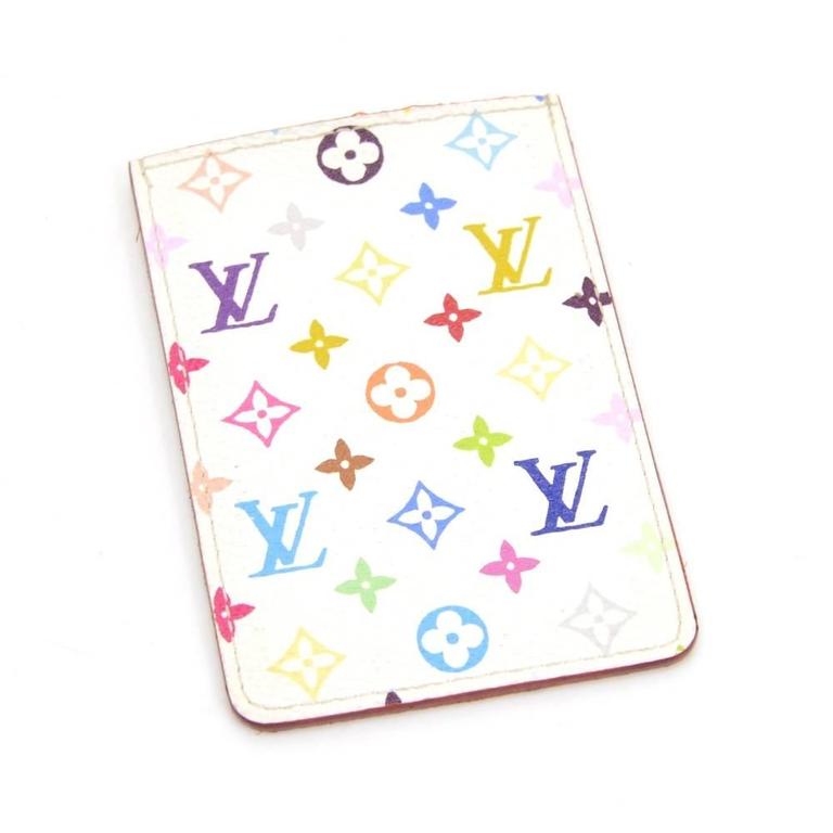 Louis Vuitton White Multicolor Monogram Leather Compact Mirror 2003 Limited For Sale at