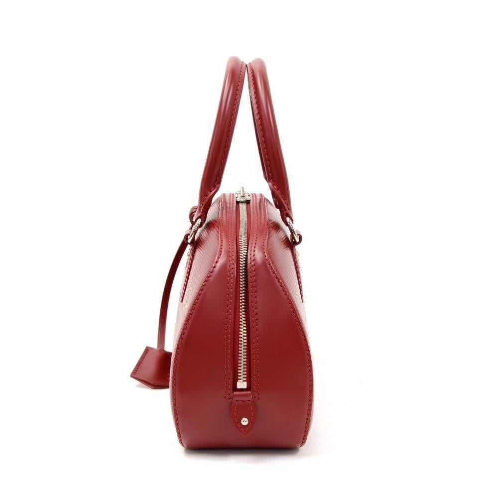 Brown Louis Vuitton Jasmin Red Epi Leather Silver Tone Hardware Hand Bag