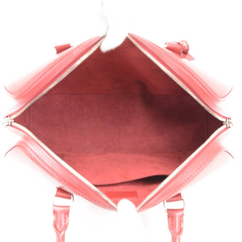 Louis Vuitton Jasmin Red Epi Leather Silver Tone Hardware Hand Bag 5