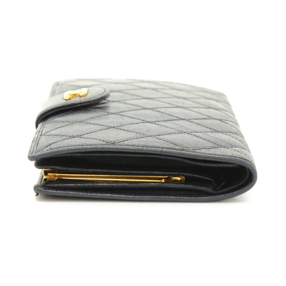 Chanel Black Quilted Leather Long Wallet In Good Condition In Fukuoka, Kyushu