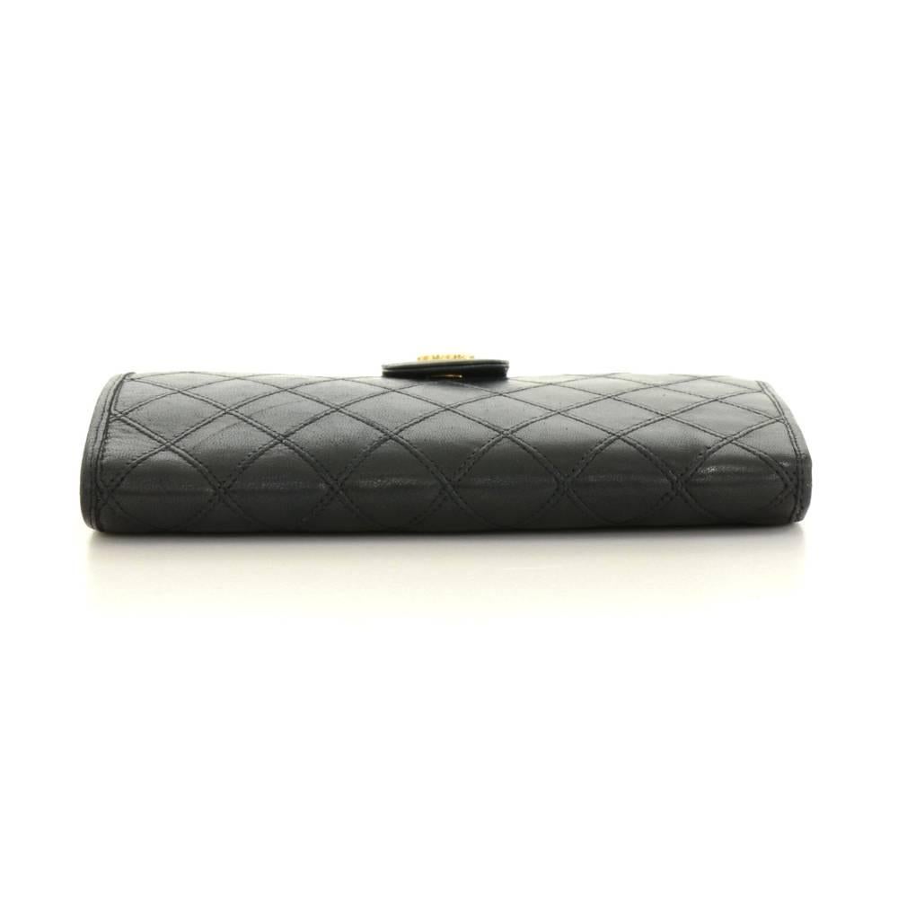 Women's Chanel Black Quilted Leather Long Wallet