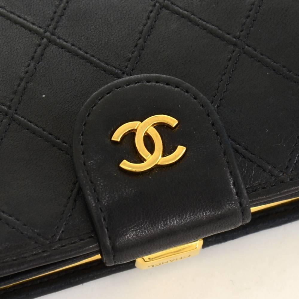 Chanel Black Quilted Leather Long Wallet 3
