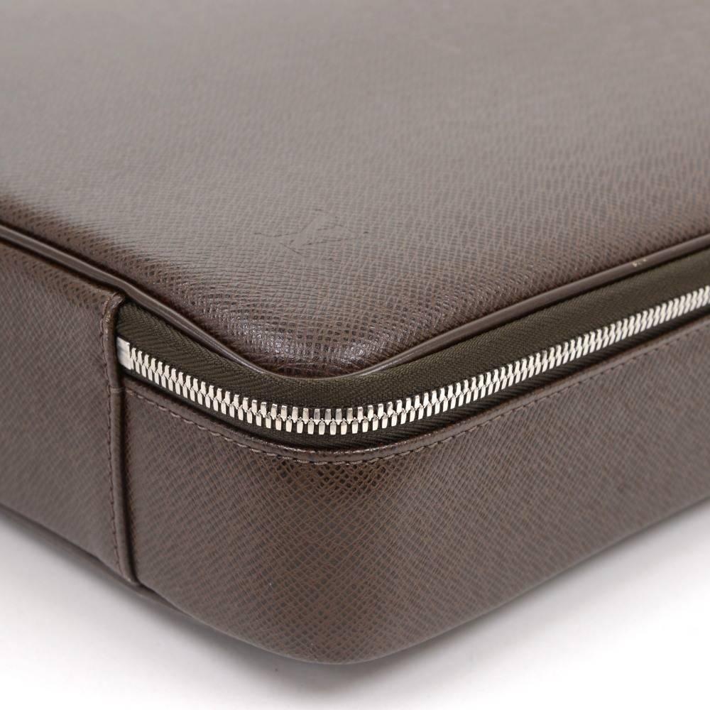 Louis Vuitton Odessa Brown Taiga Leather Large Laptop Briefcase Bag + Strap 1