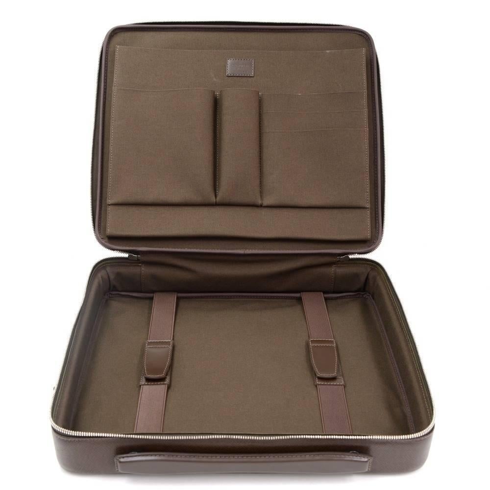 Louis Vuitton Odessa Brown Taiga Leather Large Laptop Briefcase Bag + Strap 3