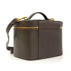 Chanel Vanity Brown Caviar Leather Large Cosmetic Bag + Strap
